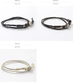 PHADUA / Braided 1mm Leather 2 Wrap Anklet