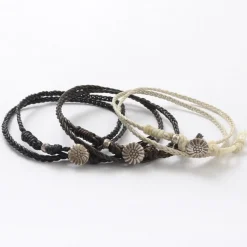 PHADUA / Braided 1mm Leather 2 Wrap Anklet