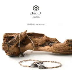 PHADUA / Brown Shell Beads Wax Cord Bracelet