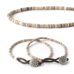 PHADUA / Brown Shell Beads Wax Cord Bracelet