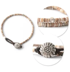 PHADUA / Brown Shell Beads Wax Cord Bracelet