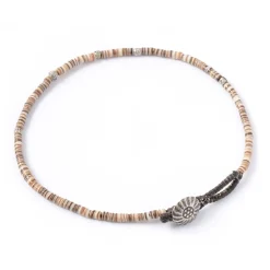 PHADUA / Brown Shell Beads Wax Cord Anklet