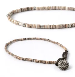 PHADUA / Brown Shell Beads Wax Cord Anklet