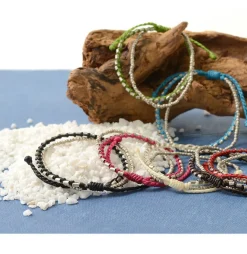 PHADUA / Double strand bracelet with silver waxed cord