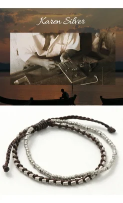 PHADUA / Double strand bracelet with silver waxed cord