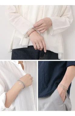 PHADUA / Double strand bracelet with silver waxed cord