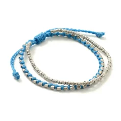 PHADUA / Double strand bracelet with silver waxed cord