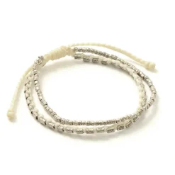 PHADUA / Double strand bracelet with silver waxed cord