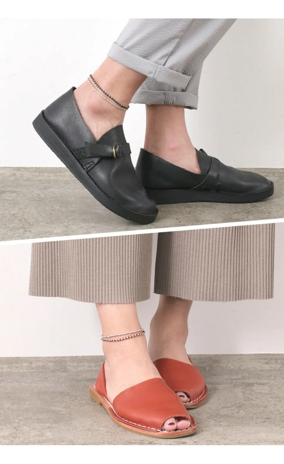 PHADUA / Double-Strand Anklet with Silver Wax Cord