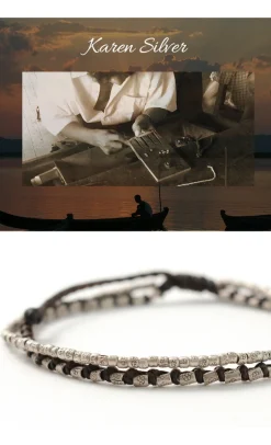 PHADUA / Double-Strand Anklet with Silver Wax Cord