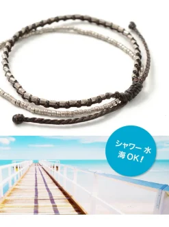 PHADUA / Double-Strand Anklet with Silver Wax Cord