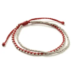 PHADUA / Double-Strand Anklet with Silver Wax Cord