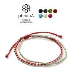 PHADUA / Double-Strand Anklet with Silver Wax Cord