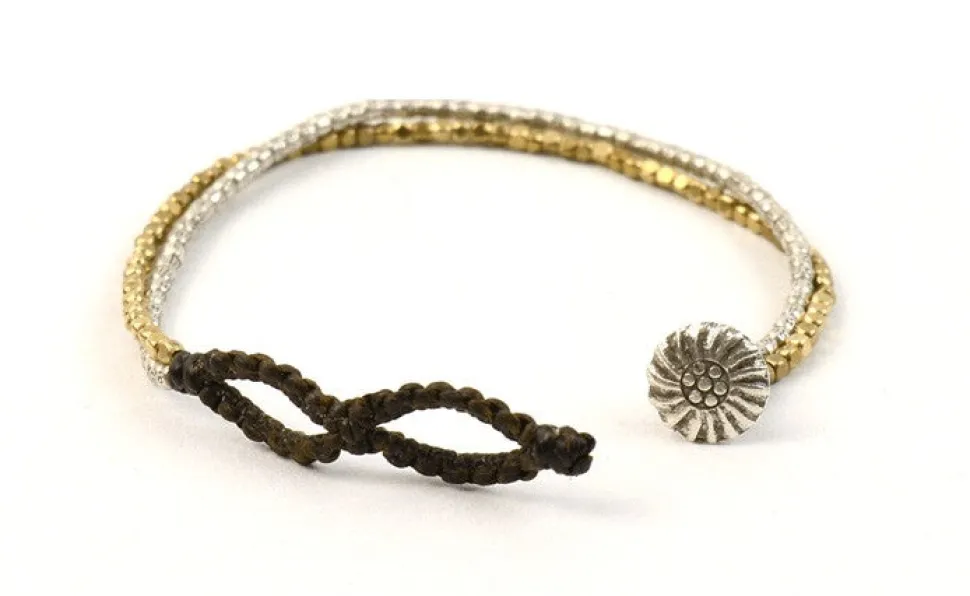 PHADUA / Karen Silver Beads Brass Double Cord Bracelet