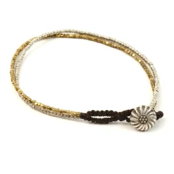 PHADUA / Karen Silver Beads Brass Double Cord Anklet
