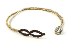 PHADUA / Karen Silver Beads Brass Double Cord Anklet
