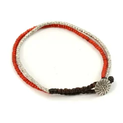 PHADUA / Karen Silver Beads White Heart Double Cord Anklet