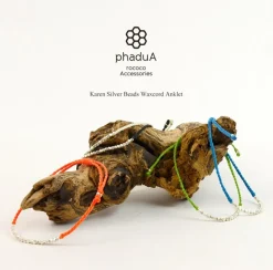 PHADUA / Karen Silver Bead Wax Cord Anklet