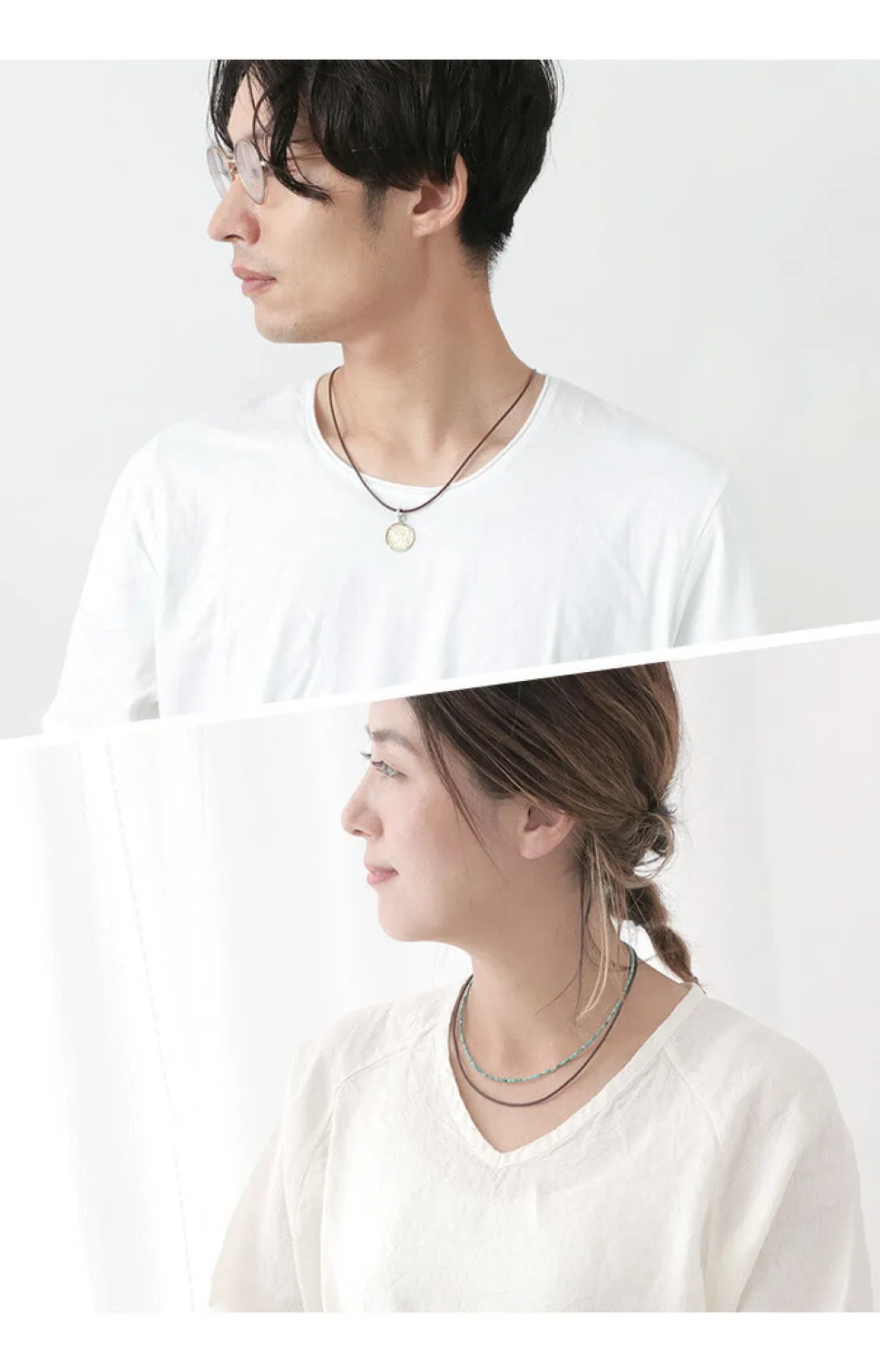 PHADUA / Leather choker necklace in Karen silver.