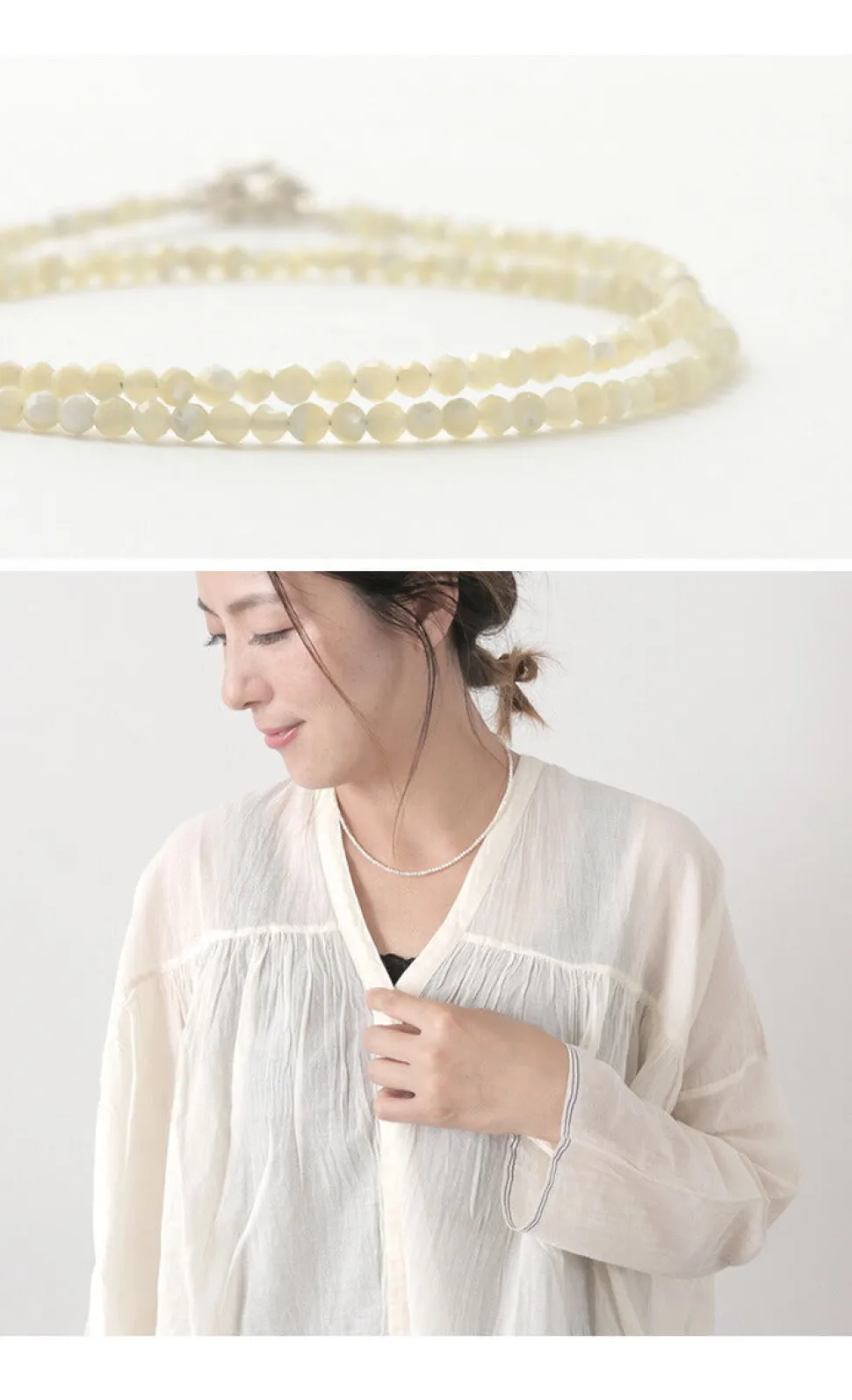 PHADUA / Mother of Shell 2mm Cut Beads Necklace/Anklet