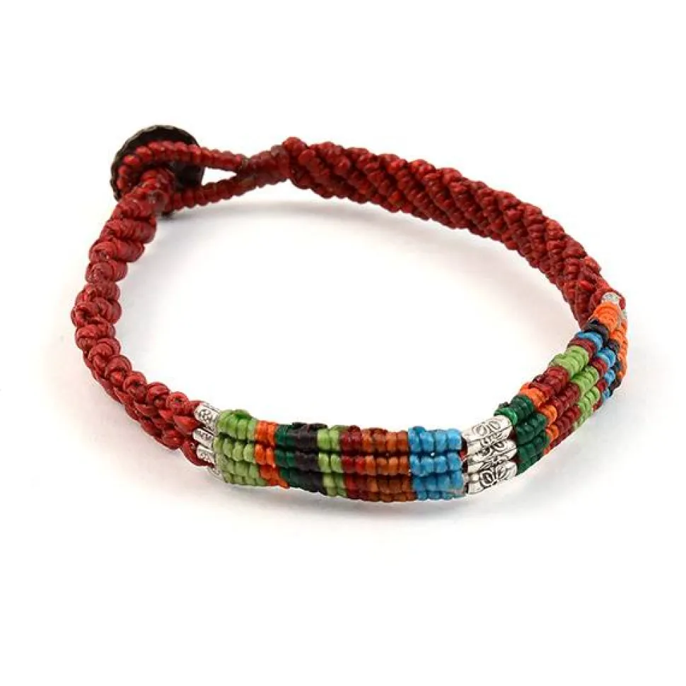 PHADUA / Multi Colored Braid Wax Cord Anklet