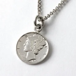 PHADUA / Old coin pendant top US 1 dime