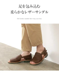 PHADUA / Open Toe Side Strap Leather Shoes