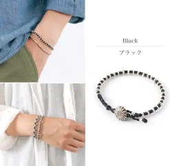 PHADUA / Pure drop silver waxed cord bracelet