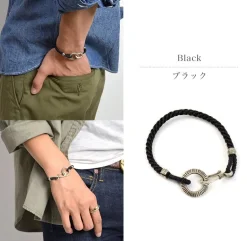 PHADUA / Silver Handmade Ring Braid Wax Cord Bracelet