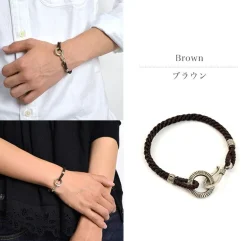 PHADUA / Silver Handmade Ring Braid Wax Cord Bracelet