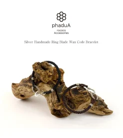 PHADUA / Silver Handmade Ring Braid Wax Cord Bracelet