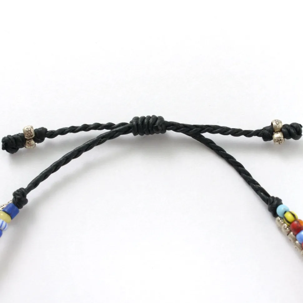PHADUA / 2-strand waxed cord African bead anklet