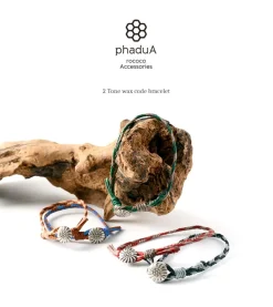 PHADUA / 2-Tone Wax Cord Concho Bracelet