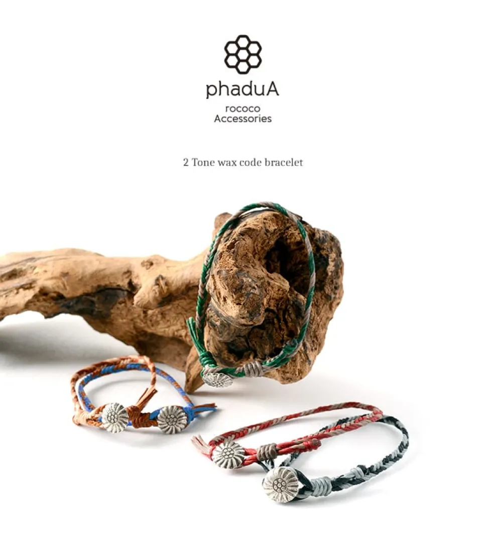 PHADUA / 2-Tone Wax Cord Concho Bracelet