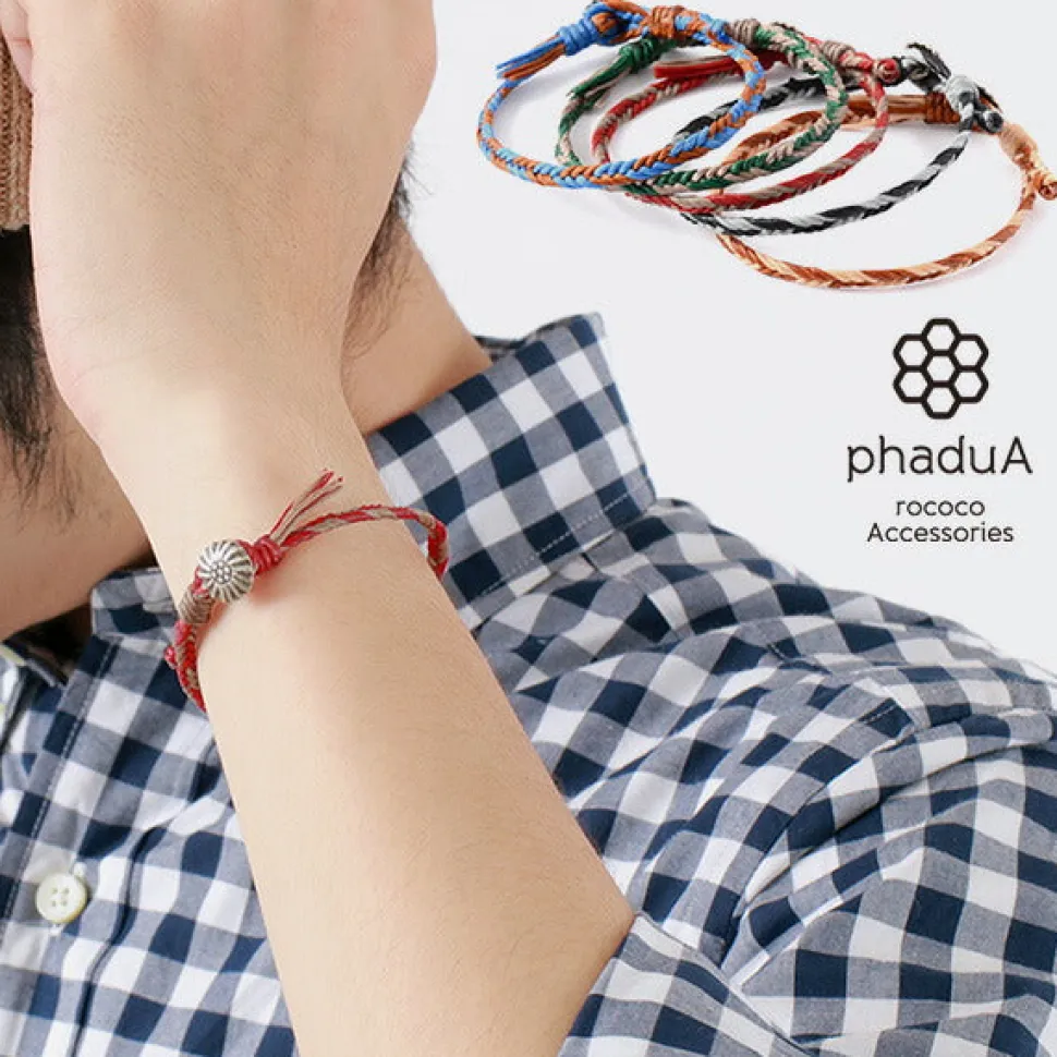 PHADUA / 2-Tone Wax Cord Concho Bracelet