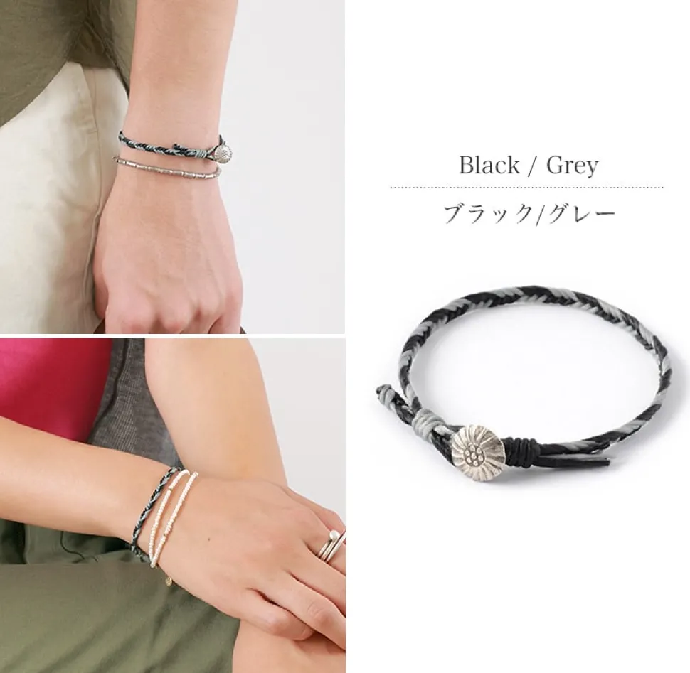 PHADUA / 2-Tone Wax Cord Concho Bracelet