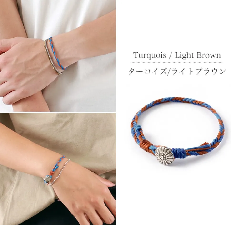 PHADUA / 2-Tone Wax Cord Concho Bracelet