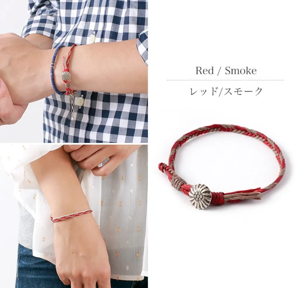 PHADUA / 2-Tone Wax Cord Concho Bracelet