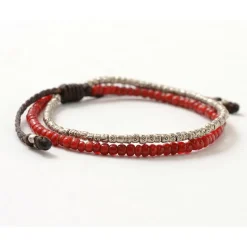 PHADUA / Two strands waxed cord bracelet (white heart/silver)