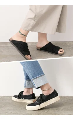 PHADUA / Wax Cord Concho Anklet Fishbone Braid