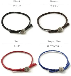 PHADUA / Wax Cord Concho Anklet Fishbone Braid