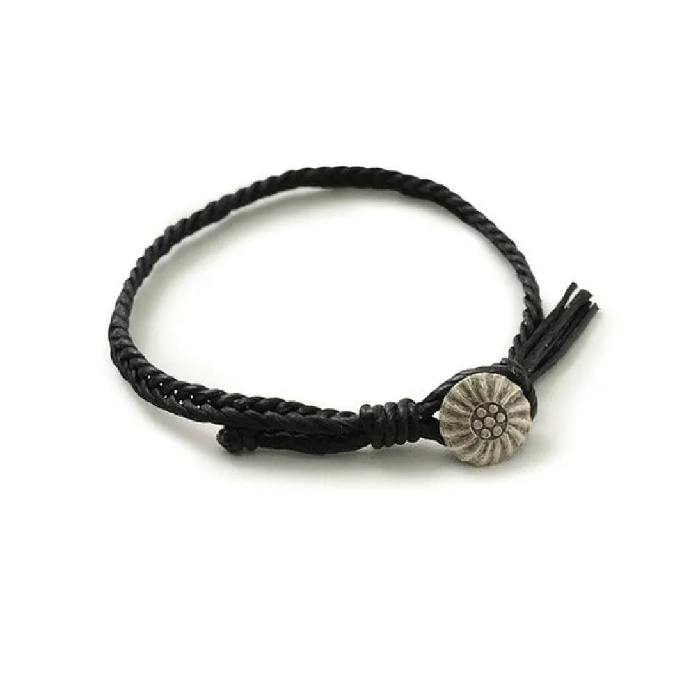 PHADUA / Wax Cord Concho Bracelet Fishbone Braid