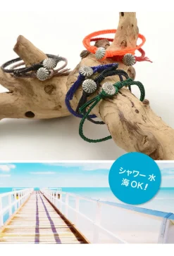 PHADUA / Wax Cord Concho Bracelet Fishbone Braid