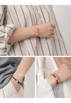 PHADUA / Wax Cord Concho Bracelet Fishbone Braid