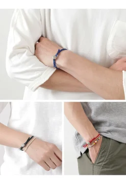 PHADUA / Wax Cord Concho Bracelet Fishbone Braid