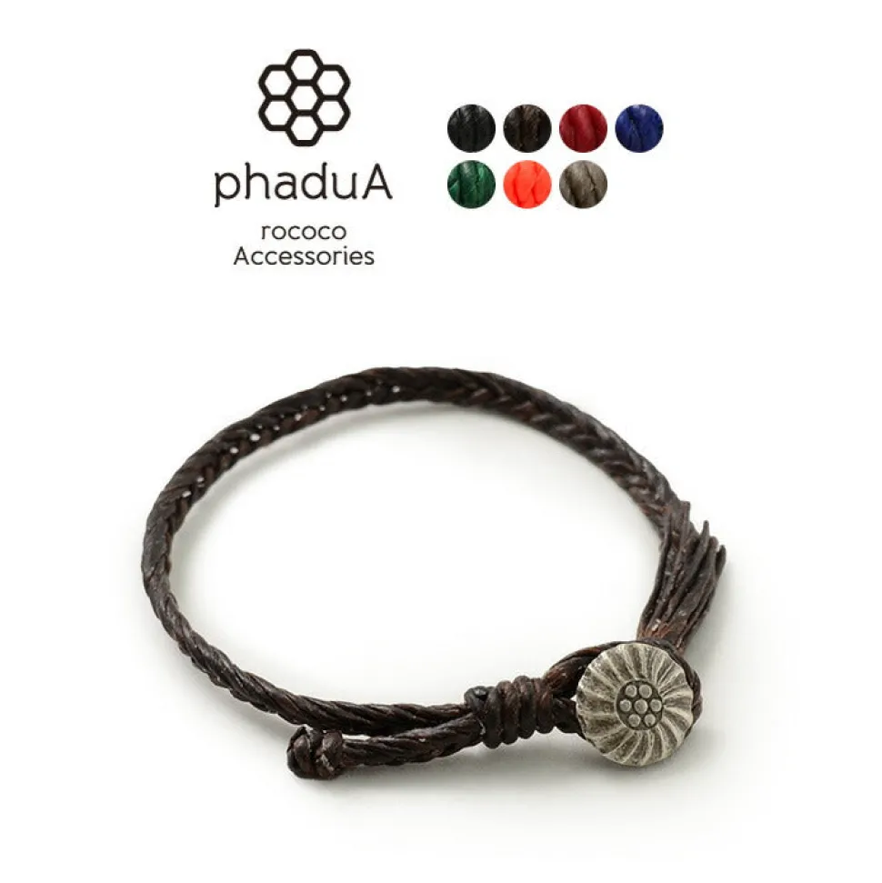 PHADUA / Wax Cord Concho Bracelet Fishbone Braid