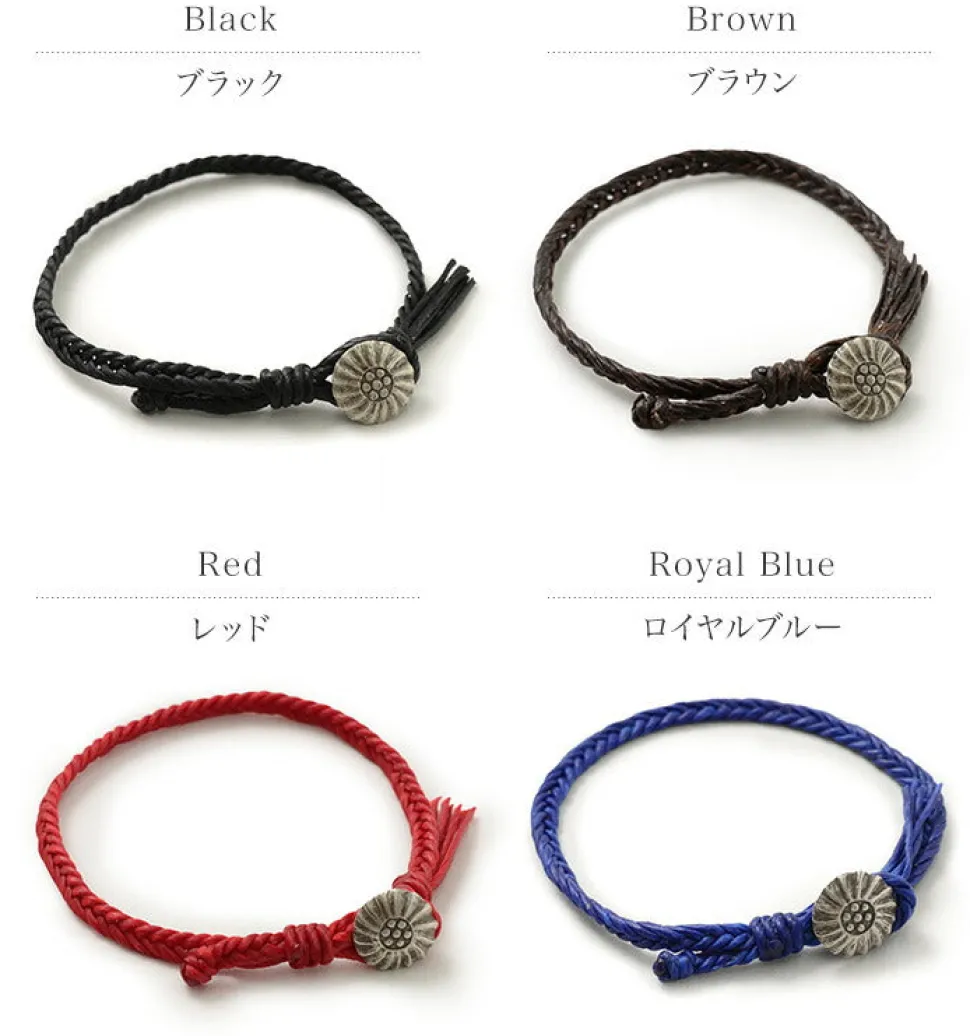 PHADUA / Wax Cord Concho Bracelet Fishbone Braid
