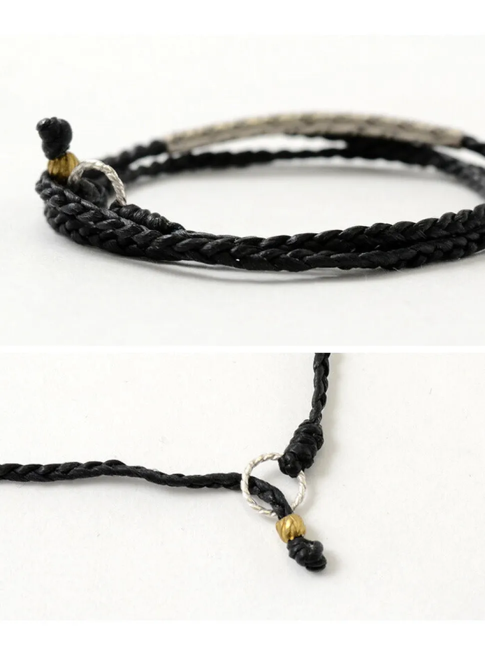 PHADUA / Wax Cord Karen Silver Tube Anklet / Bracelet / Necklace