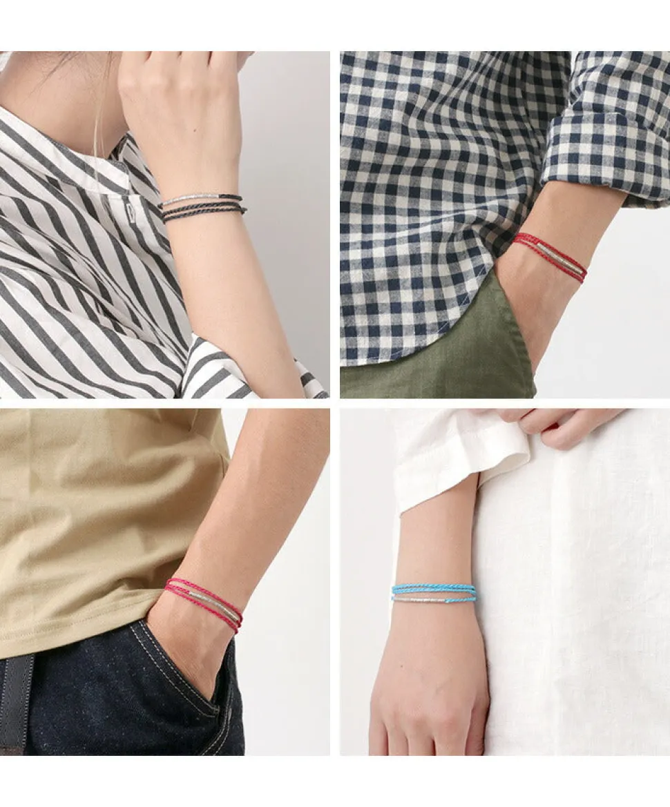 PHADUA / Wax Cord Karen Silver Tube Anklet / Bracelet / Necklace