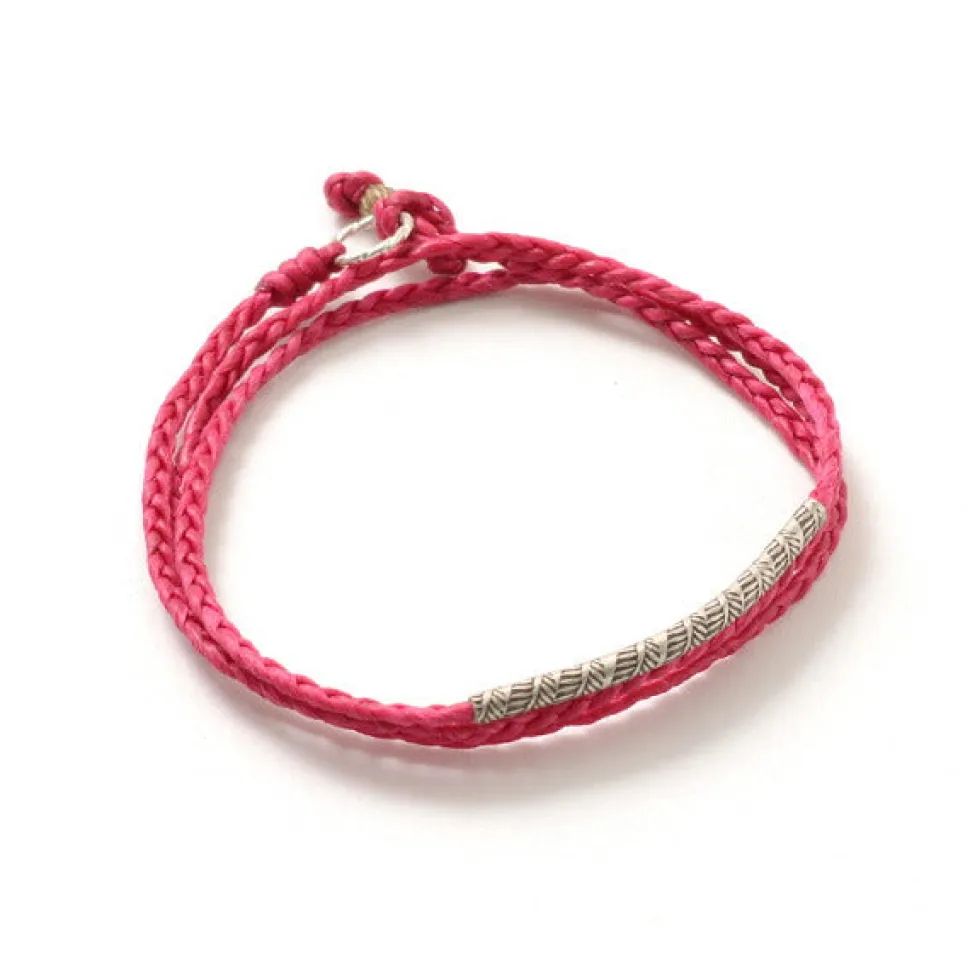 PHADUA / Wax Cord Karen Silver Tube Anklet / Bracelet / Necklace